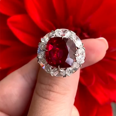 5.0CT Round Cut Red Gemstone Vintage Engagement Ring