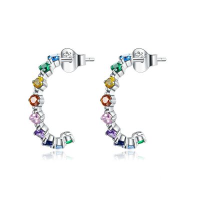Sterling Silver Elegant Multi Color Round Cut Earrings