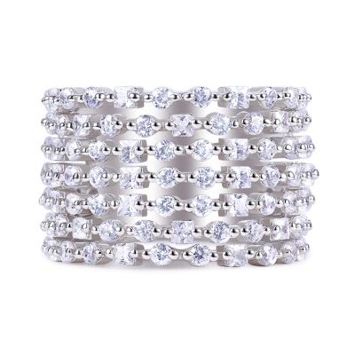 Sterling Silver Luxurious Princess With Round Cut Women's Eternity Wedding Band