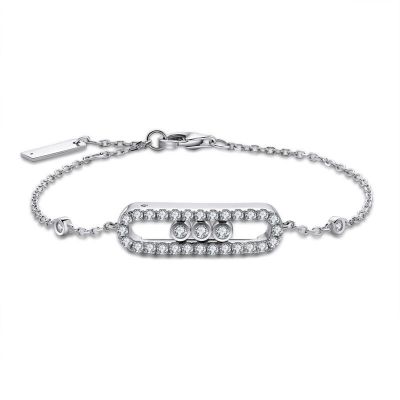 Sterling Silver Classic Halo Round Cut Bracelet