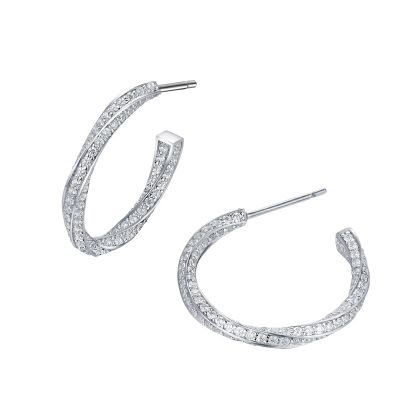 Sterling Silver Exquisite Twist Round Cut Hoop Earrings