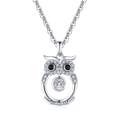 Sterling Silver Classic Owl Inspired Round Cut Necklace