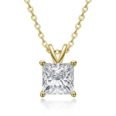 Sterling Silver Delicate Princess Cut Necklace