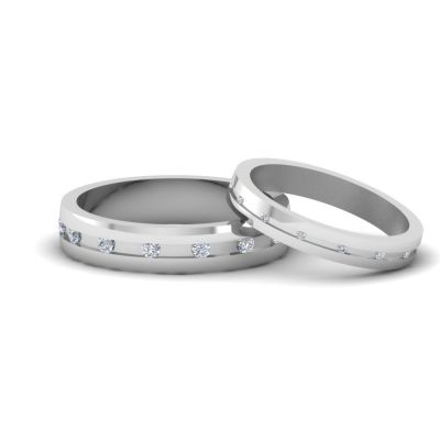 Sterling Silver Elegant Round Cut Wedding Band Set