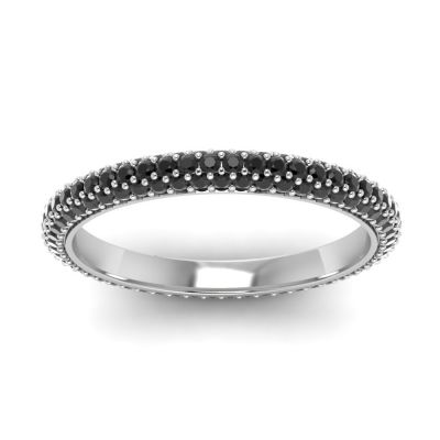 Sterling Silver Three Row Pave Design Round Cut Women's Eternity Wedding Band