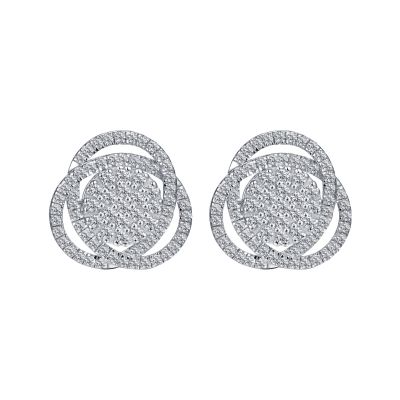 Sterling Silver Twist Round Cut Stud Earrings