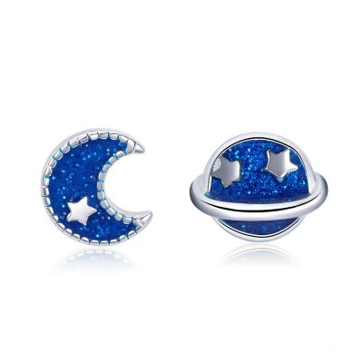 Sterling Silver Elegant Blue Star Inspired Stud Earrings