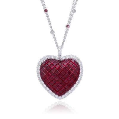 Sterling Silver Exquisite Halo Heart Shape Design Princess With Round Cut Necklace