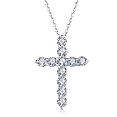 Sterling Silver Cross Inspired Round Cut Necklace