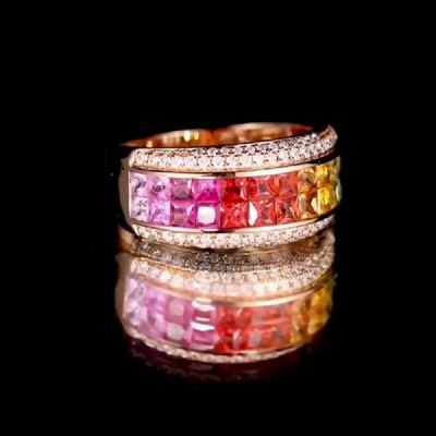 Luxury Wave Rainbow Cubic Zircon For Women Bridal Engagement Wedding Band