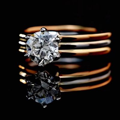 14K Yellow Gold Round Cut Diamond Solitaire Engagement Wedding Ring 