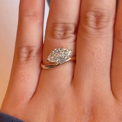 3.0CT Yellow Gold Solitaire Marquise Cut Diamond Engagement Ring