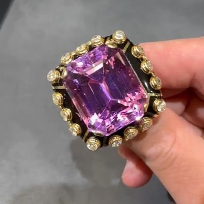 20.7 Carats Emerald Cut Purple Cocktail Ring 