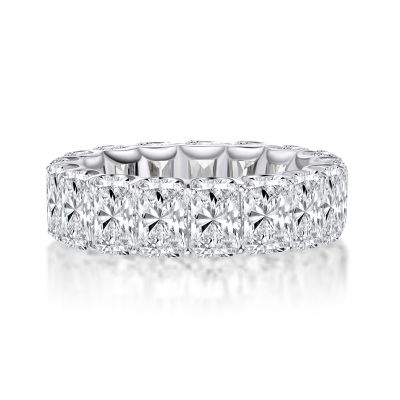 Sterling Silver Radiant Cut Women's Eternity Wedding Band