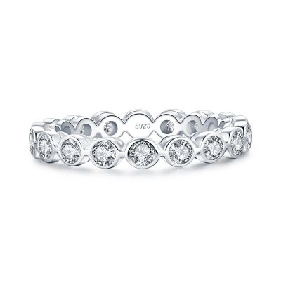 Sterling Silver Round Cut Women's Eternity Wedding Band