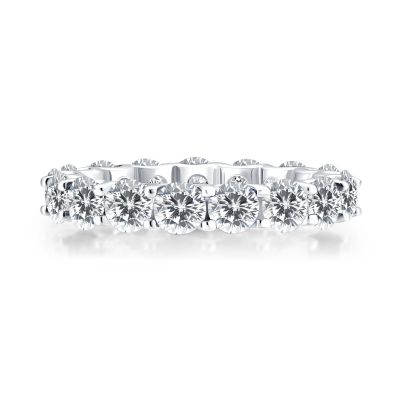 Sterling Silver Classic Round Cut Women's Eternity Wedding Band