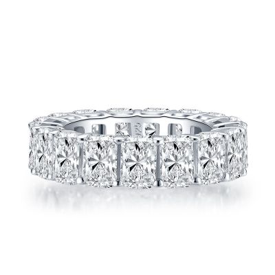 Sterling Silver Classic Radiant Cut Women's Eternity Wedding Band