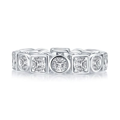 Sterling Silver Classic Eternity Round Cut Women's Wedding Band