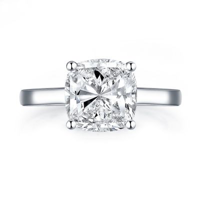 Sterling Silver Classic Cushion Cut Solitaire Engagement Ring