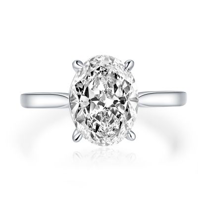 Sterling Silver Classic Oval Cut Solitaire Engagement Ring