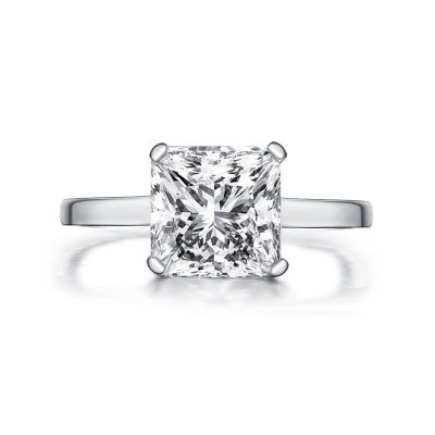 Sterling Silver Simple Princess Cut Solitaire Engagement Ring