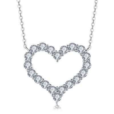 Sterling Silver Heart Shape Design Round Cut Necklace