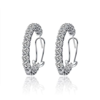 Sterling Silver Classic Round Cut Hoop Earrings