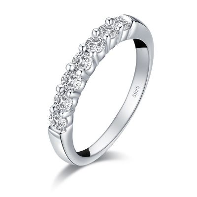 Sterling Silver Classic Round Cut Women's Wedding Anniversary Band