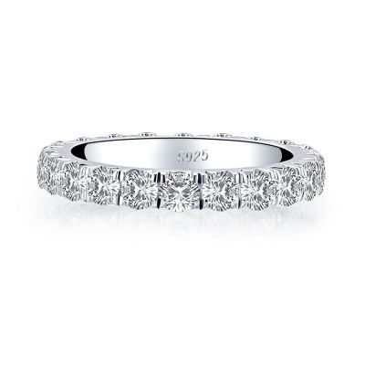 Sterling Silver Classic Round Cut Women's Eternity Wedding Band