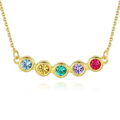 Sterling Silver Classic Multi Color Round Cut Necklace