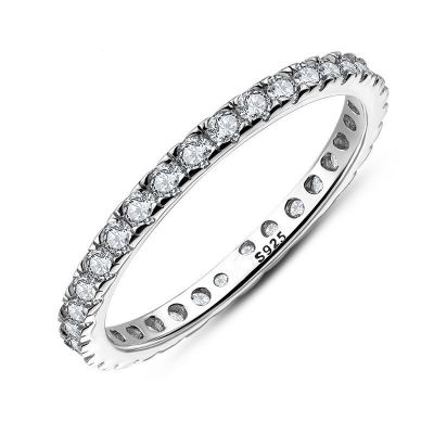 Sterling Silver Round Cut Women's Eternity Wedding Band