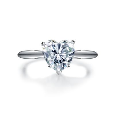 Sterling Silver Classic Heart Cut Solitaire Engagement Ring