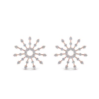 Sterling Silver Exquisite Sunflower Halo Round Cut Stud Earrings