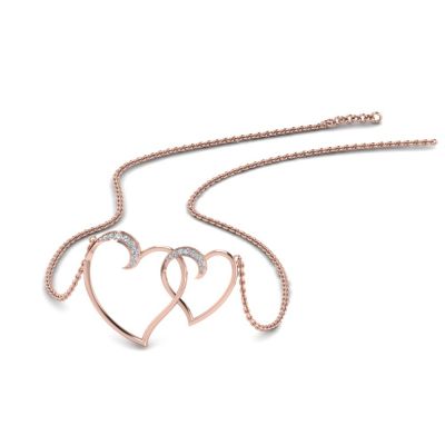 Sterling Silver Unique Heart Link Design Round Cut Necklace