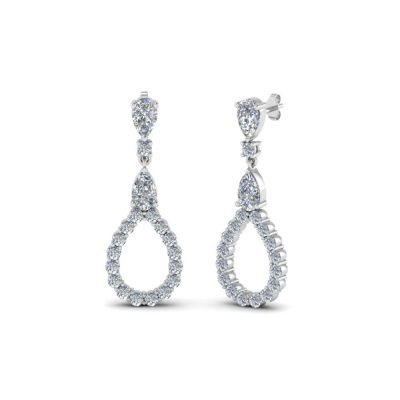 Sterling Silver Unique Pear Shape Round With Pear Cut Drop Earrings