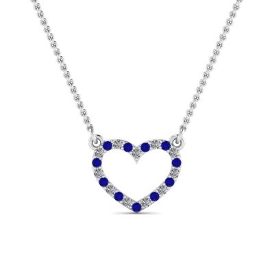 Sterling Silver Classic Heart Shape Design Round Cut Necklace