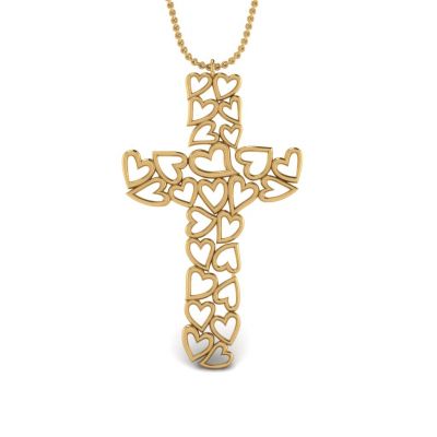 Sterling Silver Delicate Cross And Heart Link Design Necklace