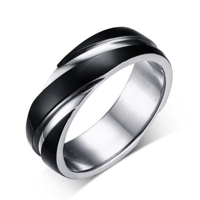 Titanium Steel Classic Two Tone Design Men's Wedding Band