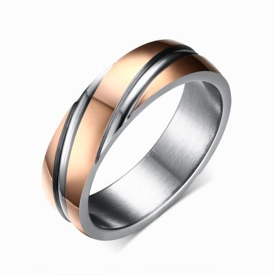 Titanium Steel Classic Two Tone Design Men's Wedding Band