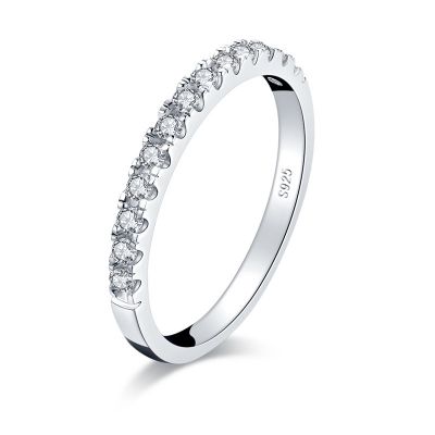 Sterling Silver Half Eternity Round Cut Women's Wedding Band