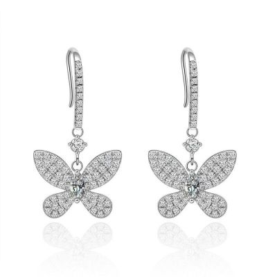 Sterling Silver Elegant Butterfly Inspired Marquise Cut Drop Earrings