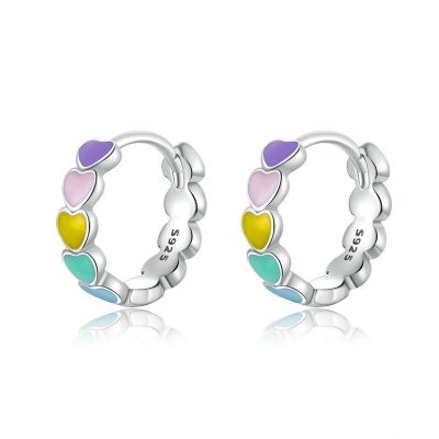 Sterling Silver Elegant Heart Shape Design Hoop Earrings
