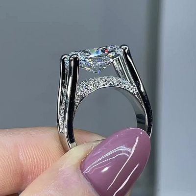 3.5CT Handmade East-west Design Oval Cut Engagement Ring