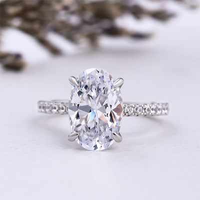 4.0CT Classic Oval Cut Engagement Ring In Sterling Silver