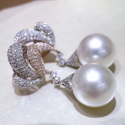 Diamond&Soth Sea Pearl Earrings