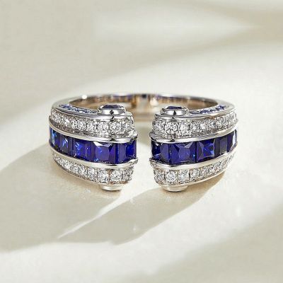 6.15CT Multi-cut Blue Sapphire Eternity Ring