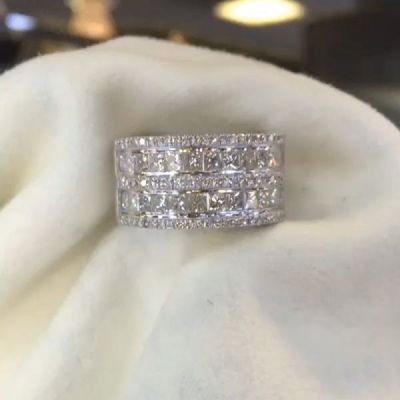 Unique White Princess Cut Sapphire Stone “Midsummer Night's Dream”Band Ring