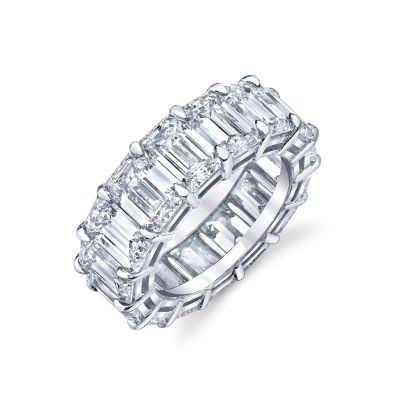 15.0 Carat Emerald Cut Platinum Eternity Band