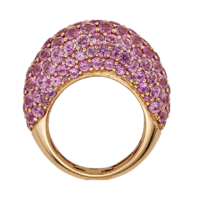 10.20 carats Round Pink Sapphires Dome Ring