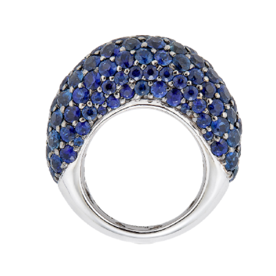 10.60 carats Round Blue Sapphires Dome Ring